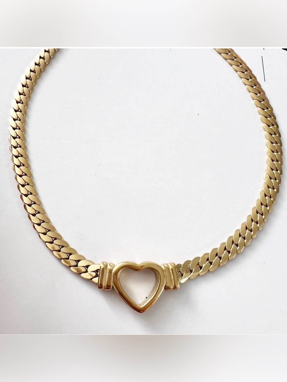 Gold Titanium & Stainless Steel Heart Snake Chunky Necklace Set Womens Jewelry - Picture 6 of 7